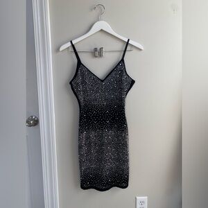 Windsor Black and Silver Gemstone Prom Mini Dress